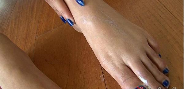  Asian striptease and foot play